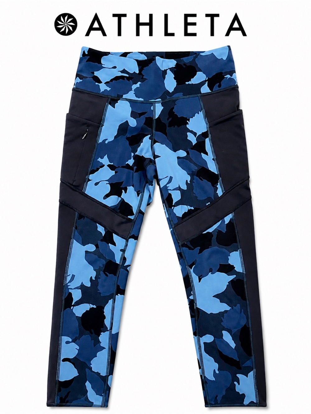 Athleta Blue Black Camo High Rise Pocket Performance Leggings Size S